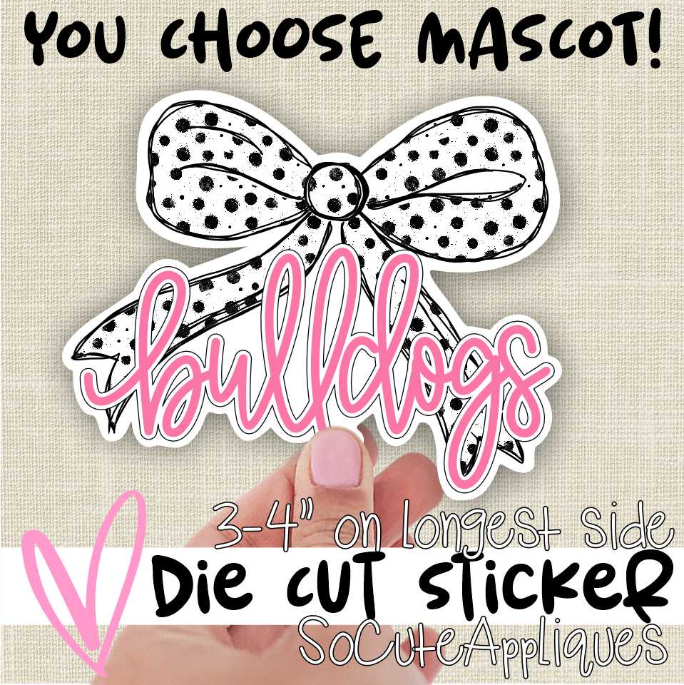 *Die Cut Sticker* Polka dot bow Mascot sticker 3.5" single die cut sticker