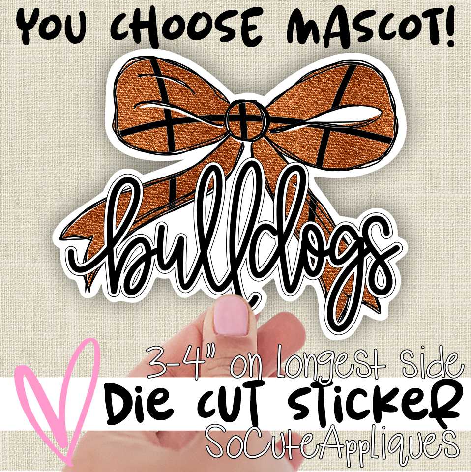 *Die Cut Sticker* Basketball bow Mascot sticker 3.5" single die cut sticker