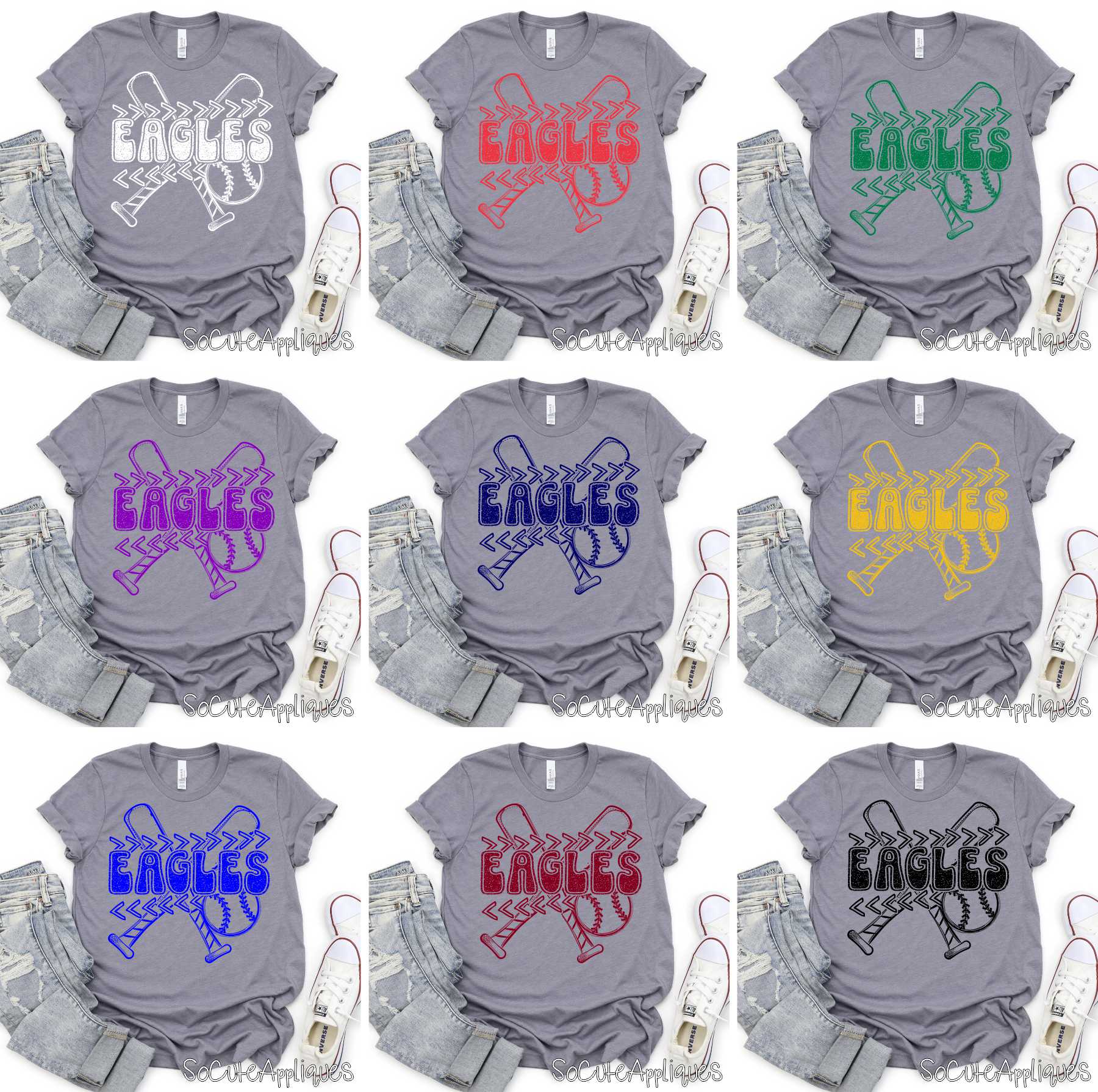 MASCOT Baseball Softball Crossed bats stitches *DTF* Transfer You pick COLOR - Image 2