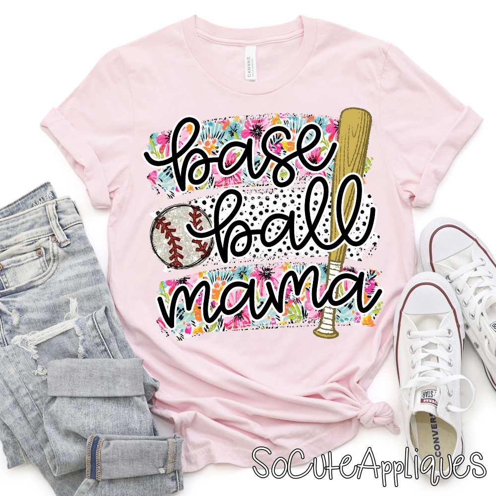 Baseball mama flower dot swatches *DTF Transfer*