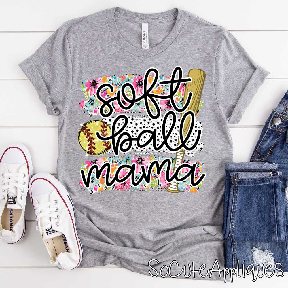 Softball mama flower dot swatches *DTF Transfer*