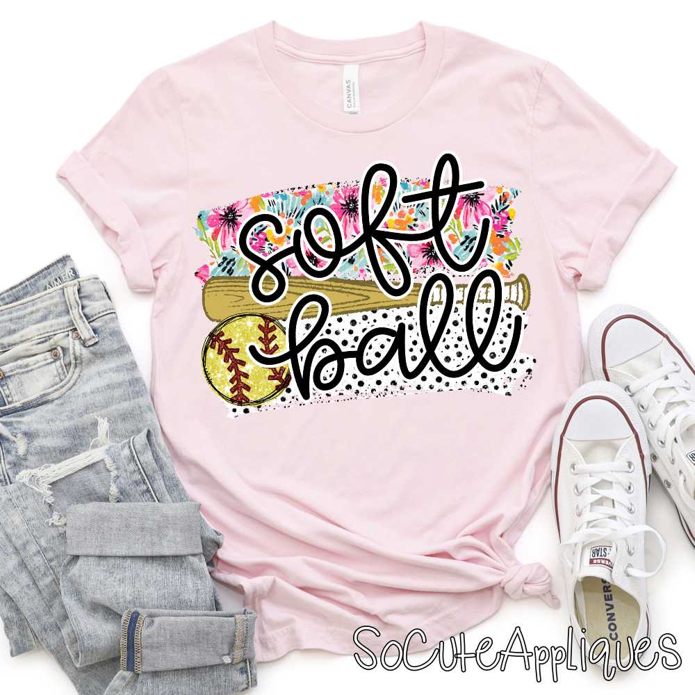Softball flower dot swatches *DTF Transfer*