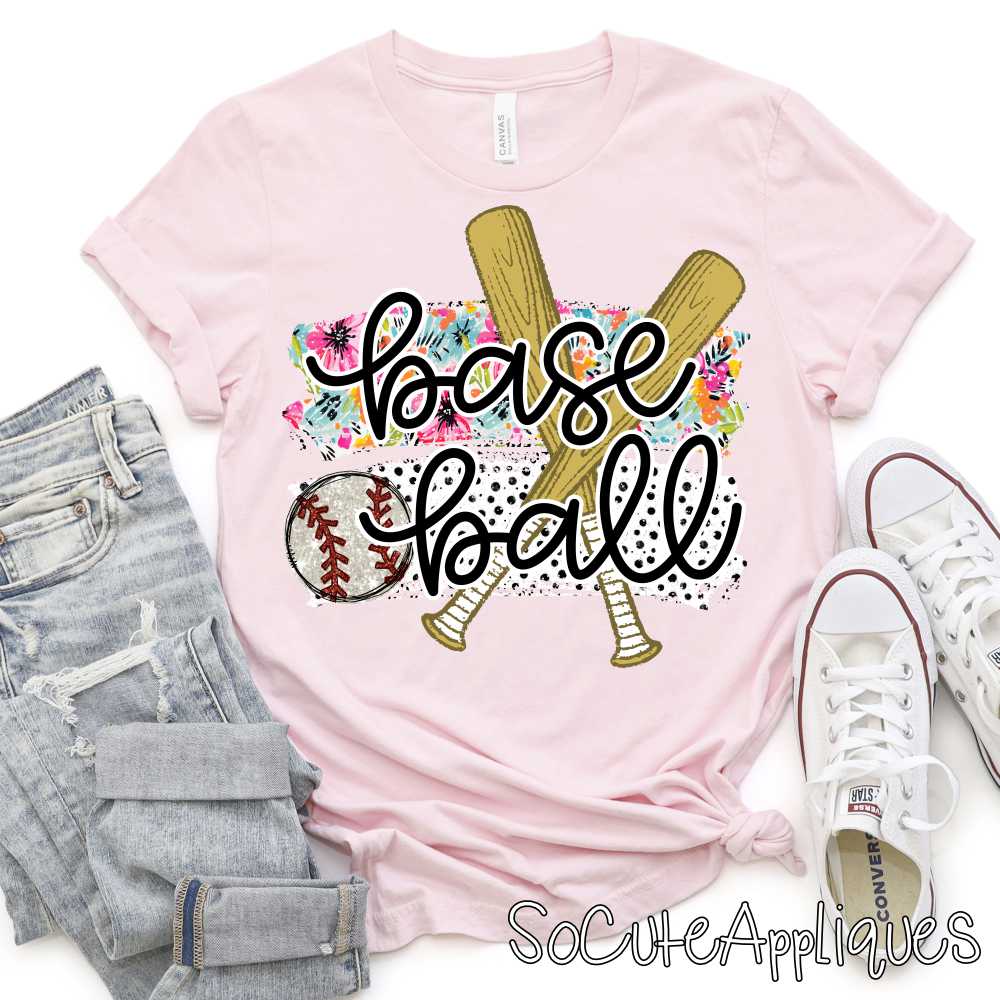 Baseball flower dot swatches bats *DTF Transfer*