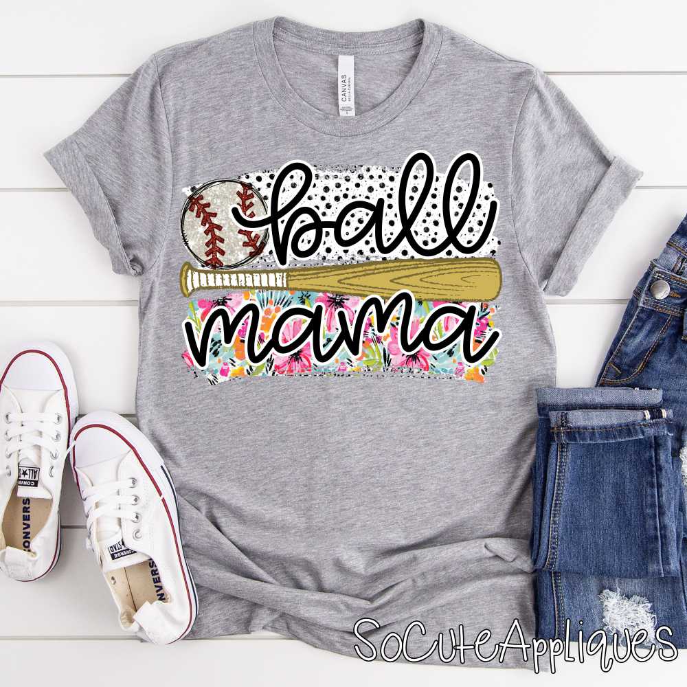 Ball mama baseball flower dot swatches *DTF Transfer*