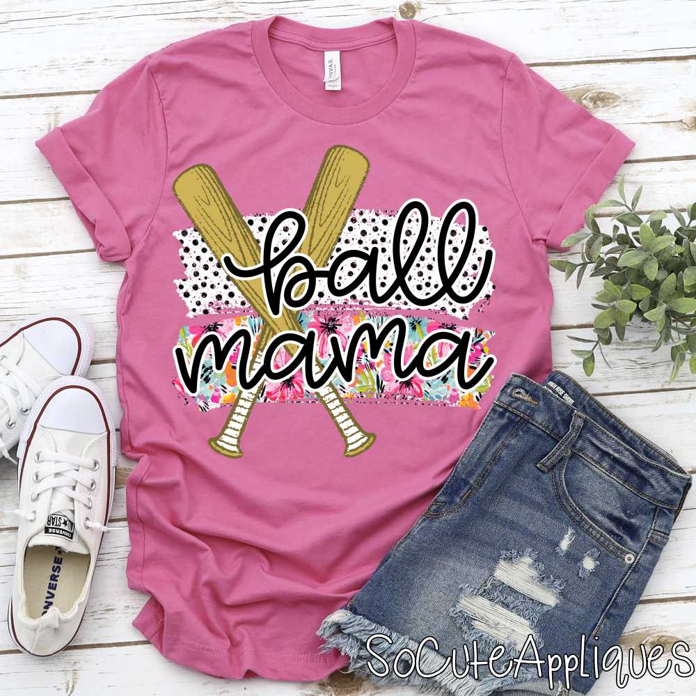 Ball mama flower dot swatches bats *DTF Transfer*