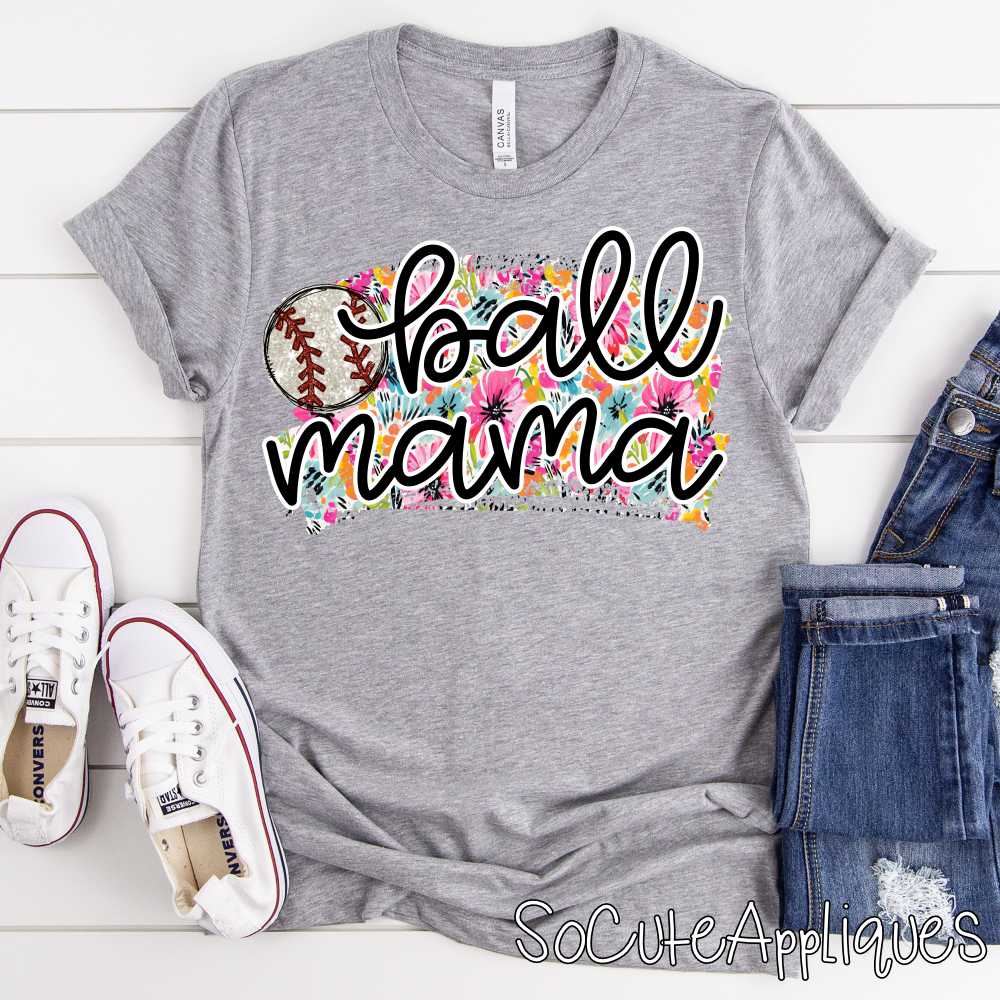 Ball mama baseball flower swatch *DTF Transfer*
