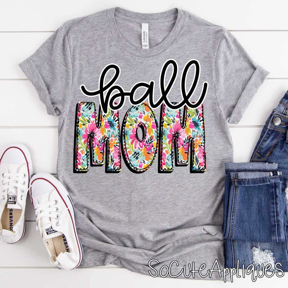 Ball Mom flower print *DTF Transfer*