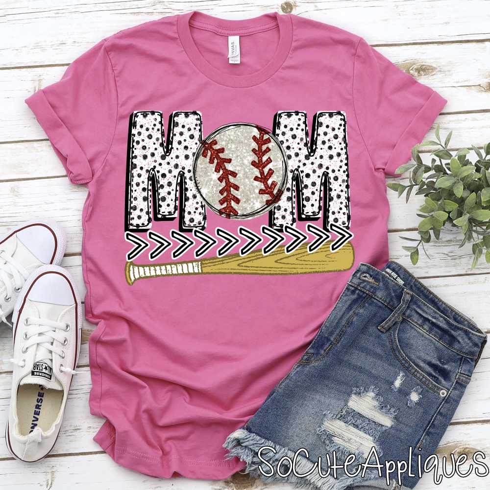 Mom dot print baseball O bat *DTF Transfer*
