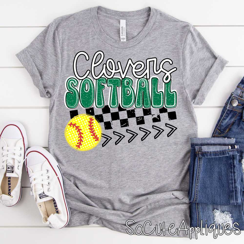 CLOVERS softball check *DTF* Transfer Jenny Sutherlin