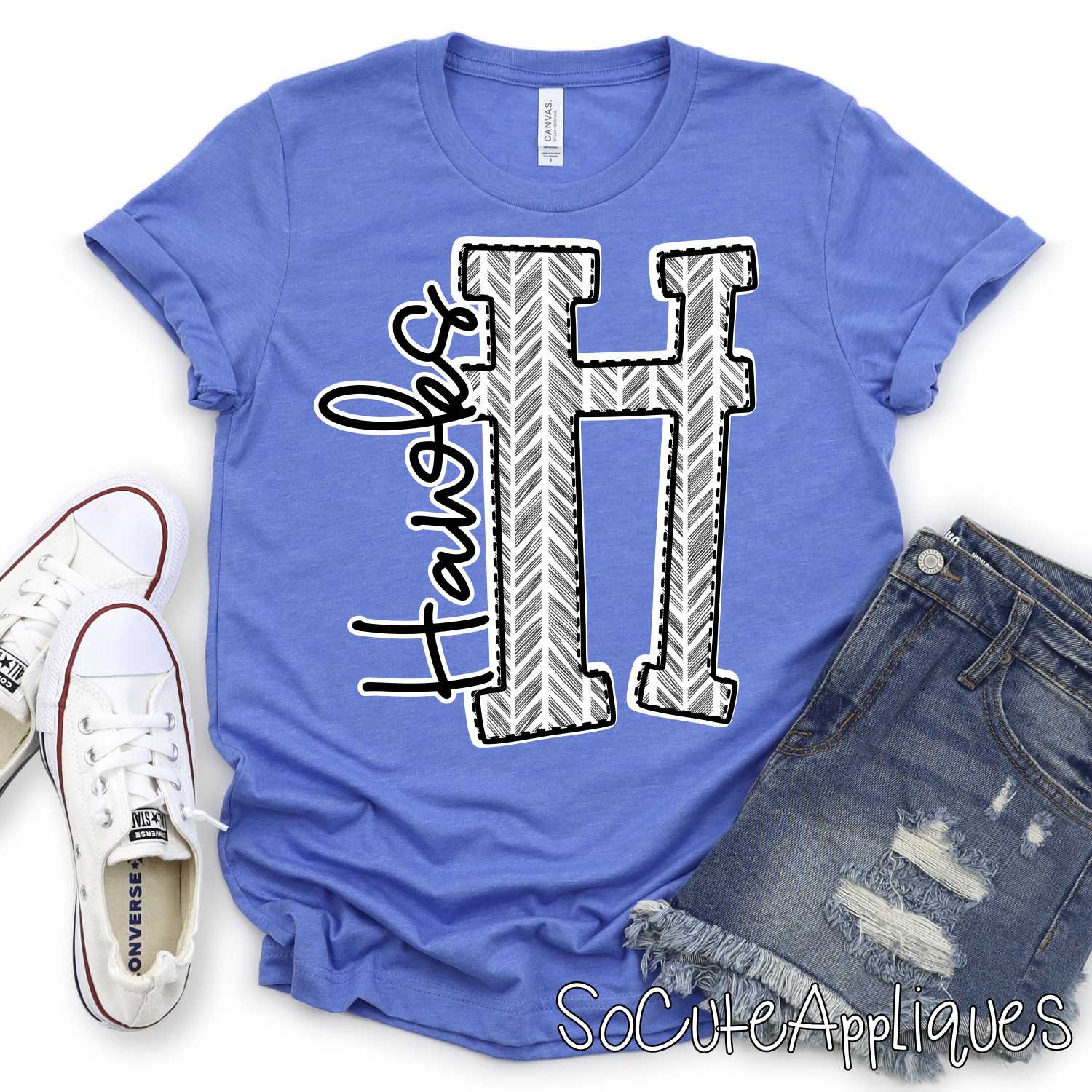 Black & white herringbone initial mascots *DTF* Transfer - Image 7