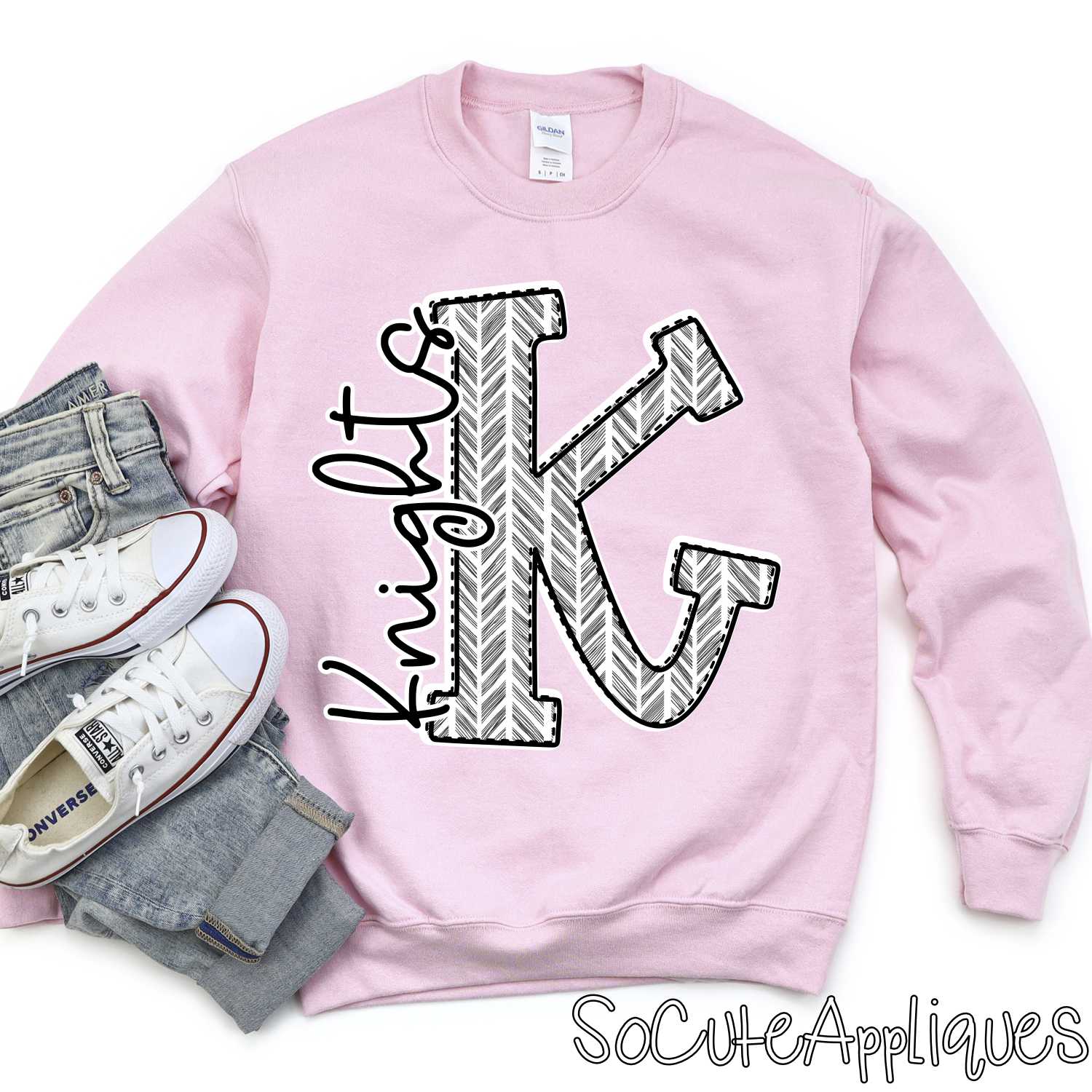 Black & white herringbone initial mascots *DTF* Transfer - Image 6