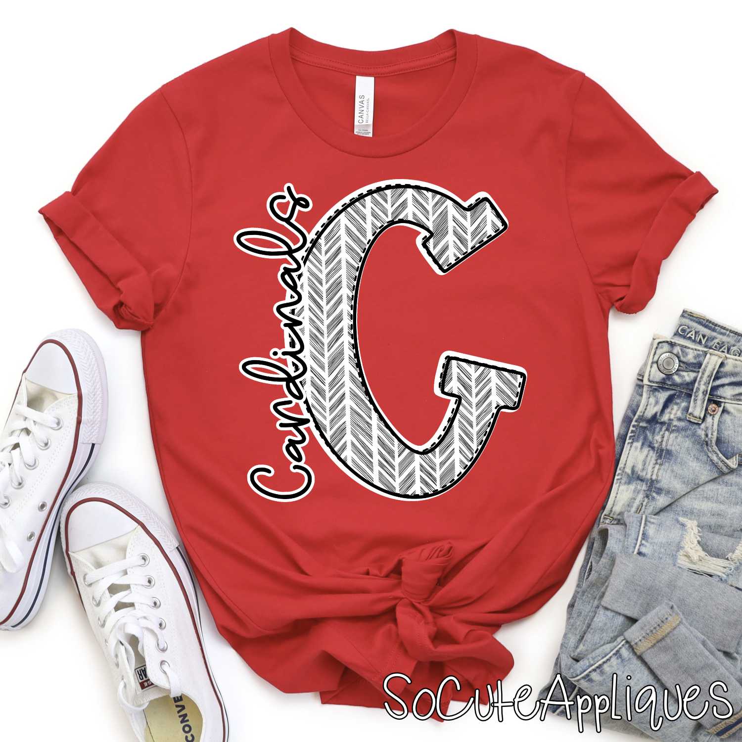 Black & white herringbone initial mascots *DTF* Transfer - Image 4