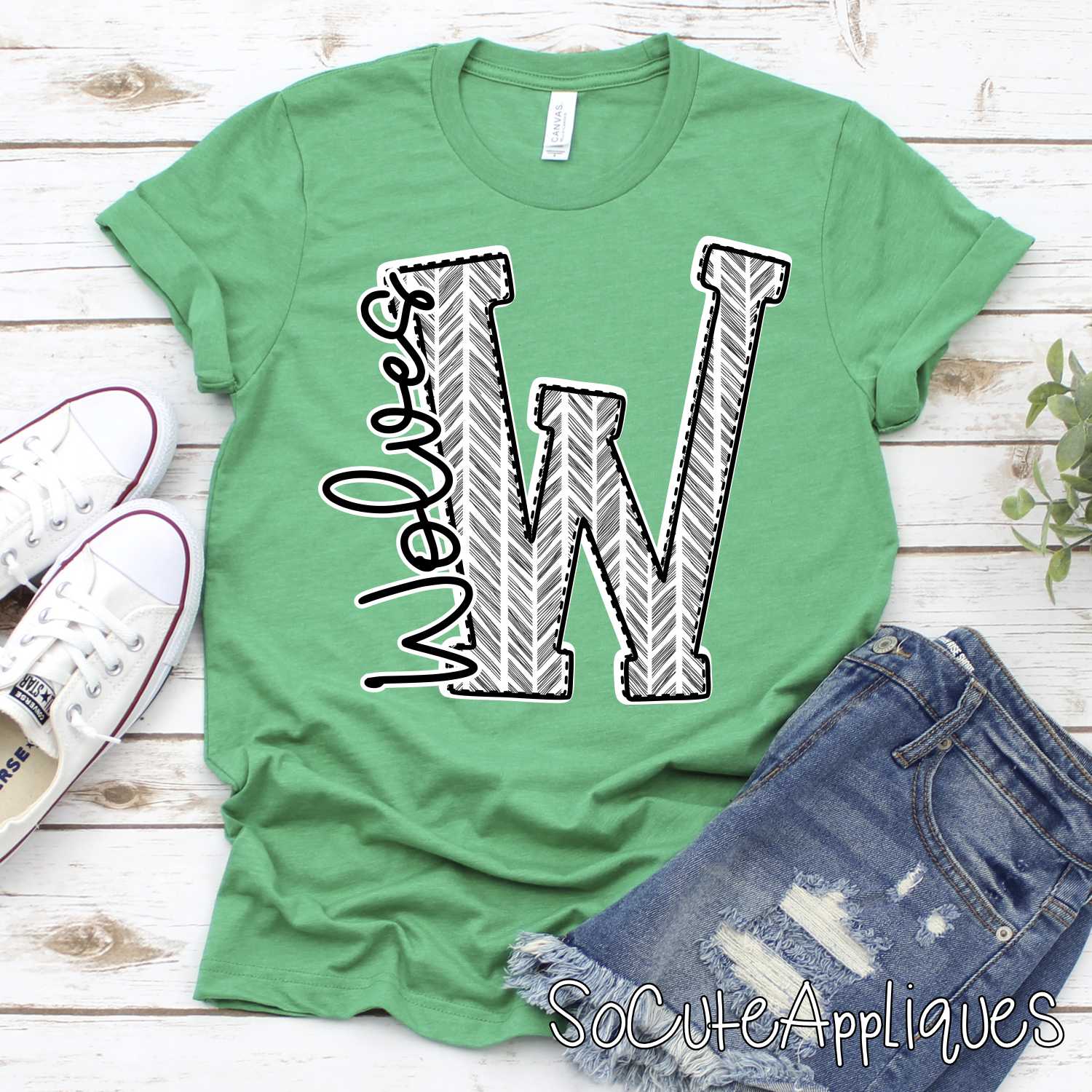 Black & white herringbone initial mascots *DTF* Transfer - Image 5
