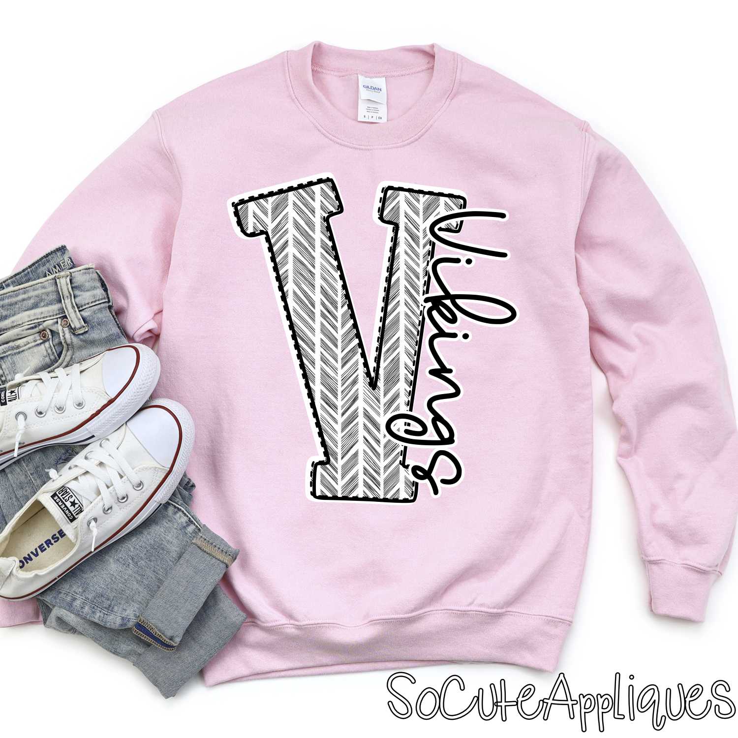 Black & white herringbone initial mascots *DTF* Transfer - Image 3
