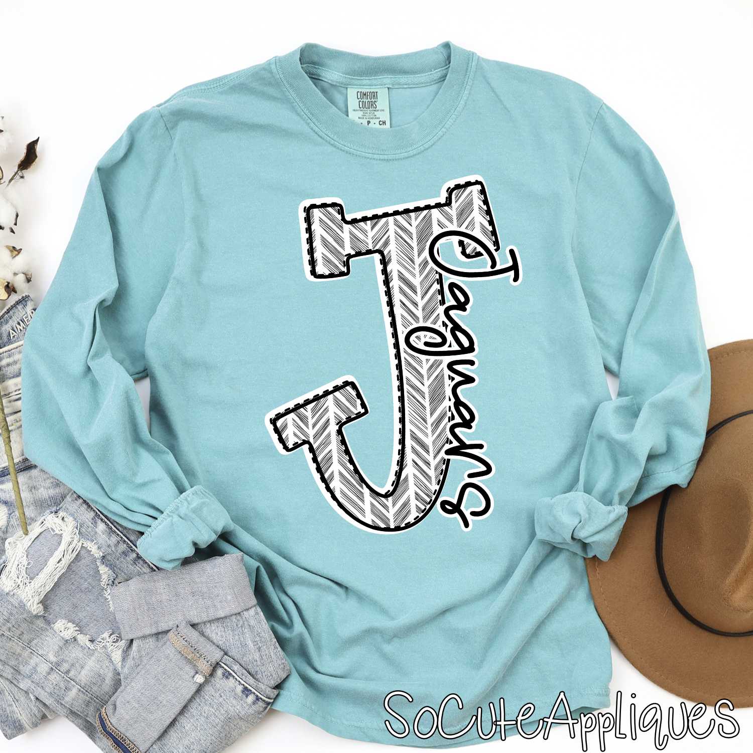 Black & white herringbone initial mascots *DTF* Transfer - Image 2