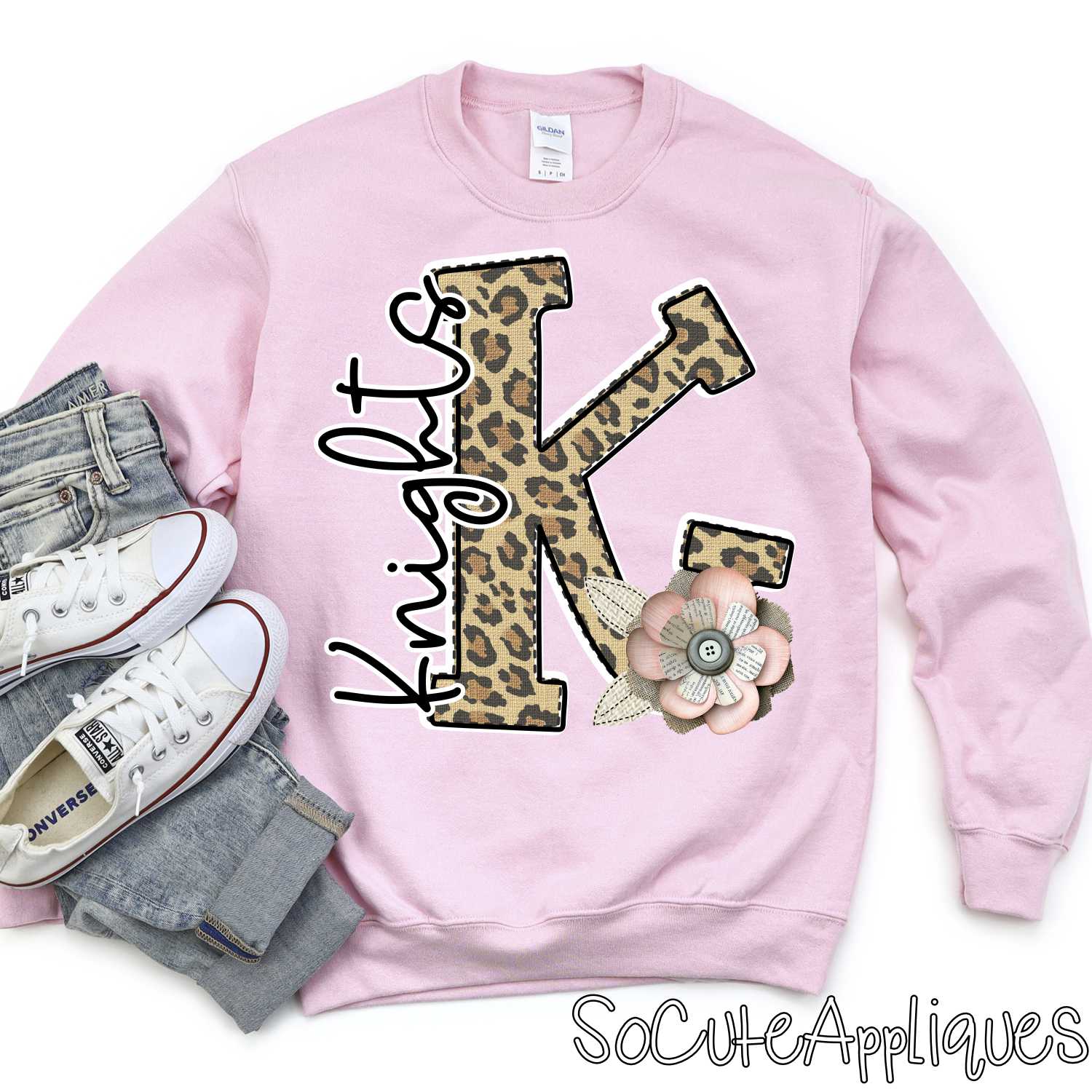 Leopard print initial with shabby flowers mascots *DTF* Transfer - Image 2