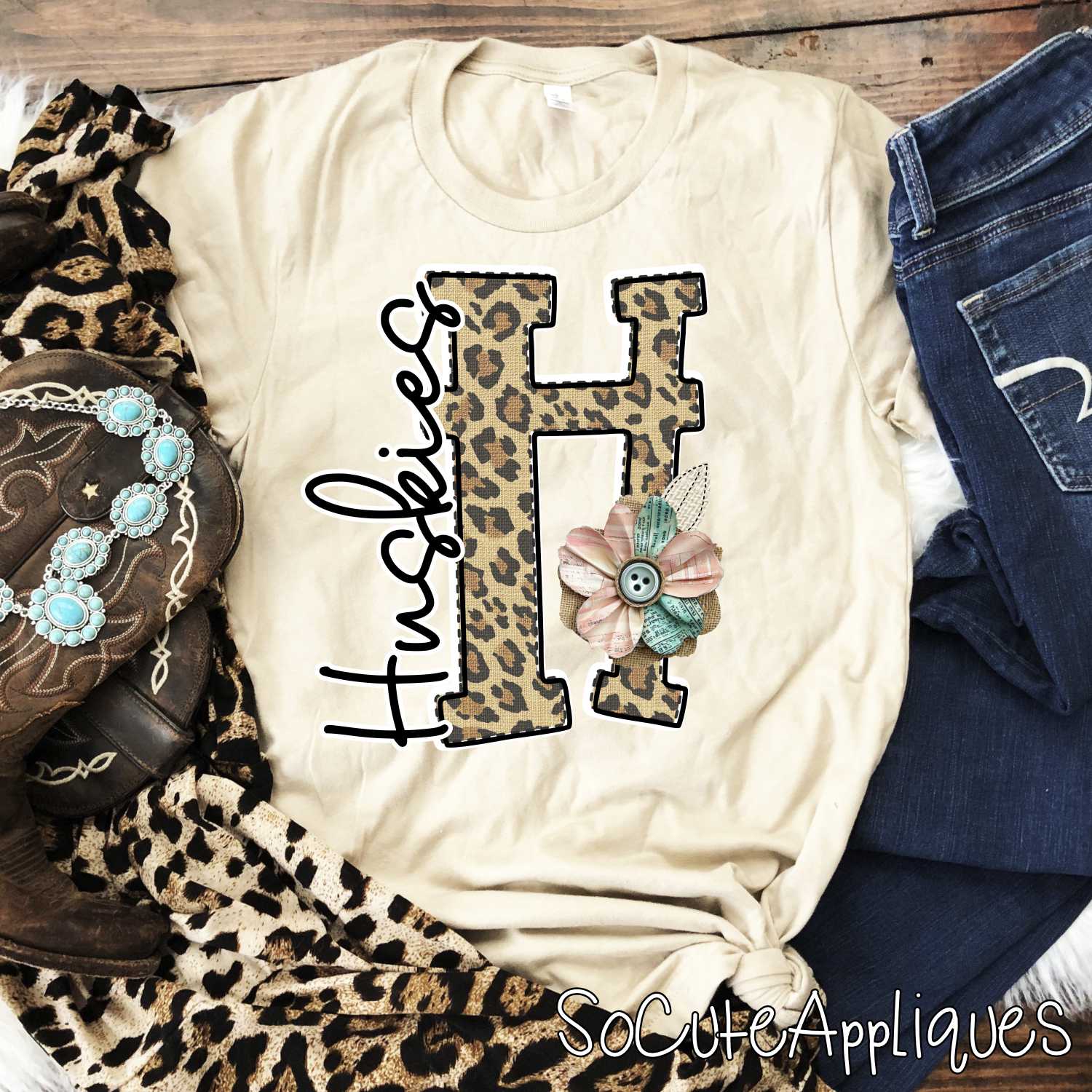 Leopard print initial with shabby flowers mascots *DTF* Transfer - Image 7