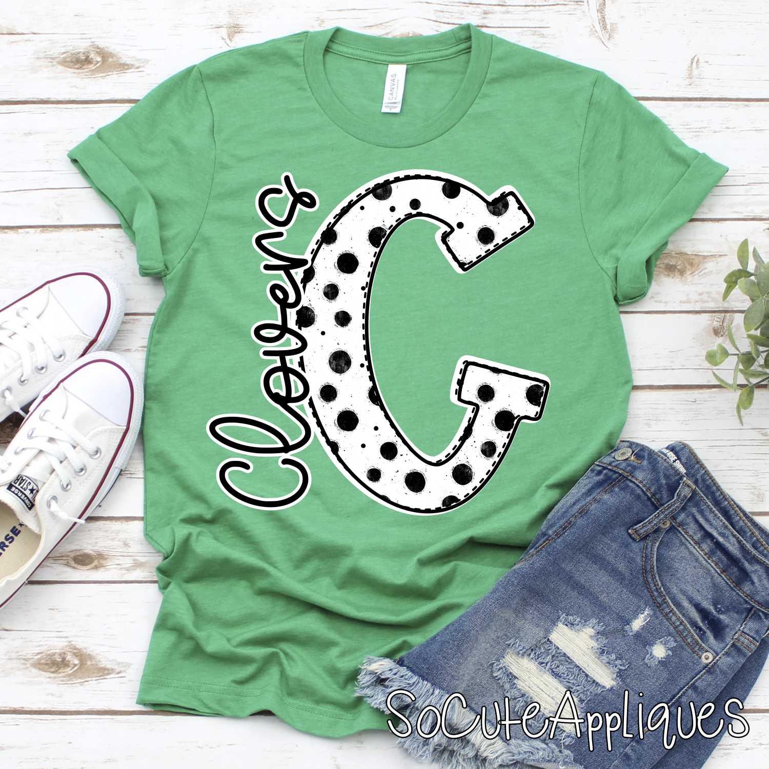 CLOVERS polka dot initial *DTF* Transfer Jenny Sutherlin