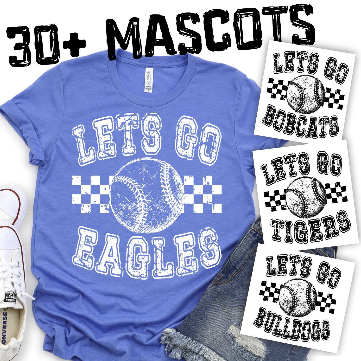 Lets go baseball softball Mascot on checks *DTF* Transfer