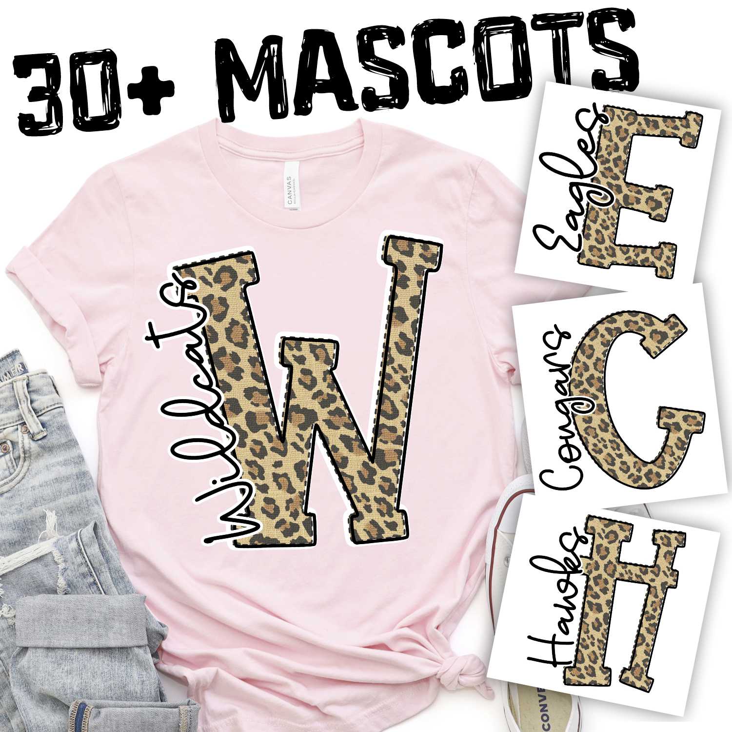 Leopard print initial mascots *DTF* Transfer