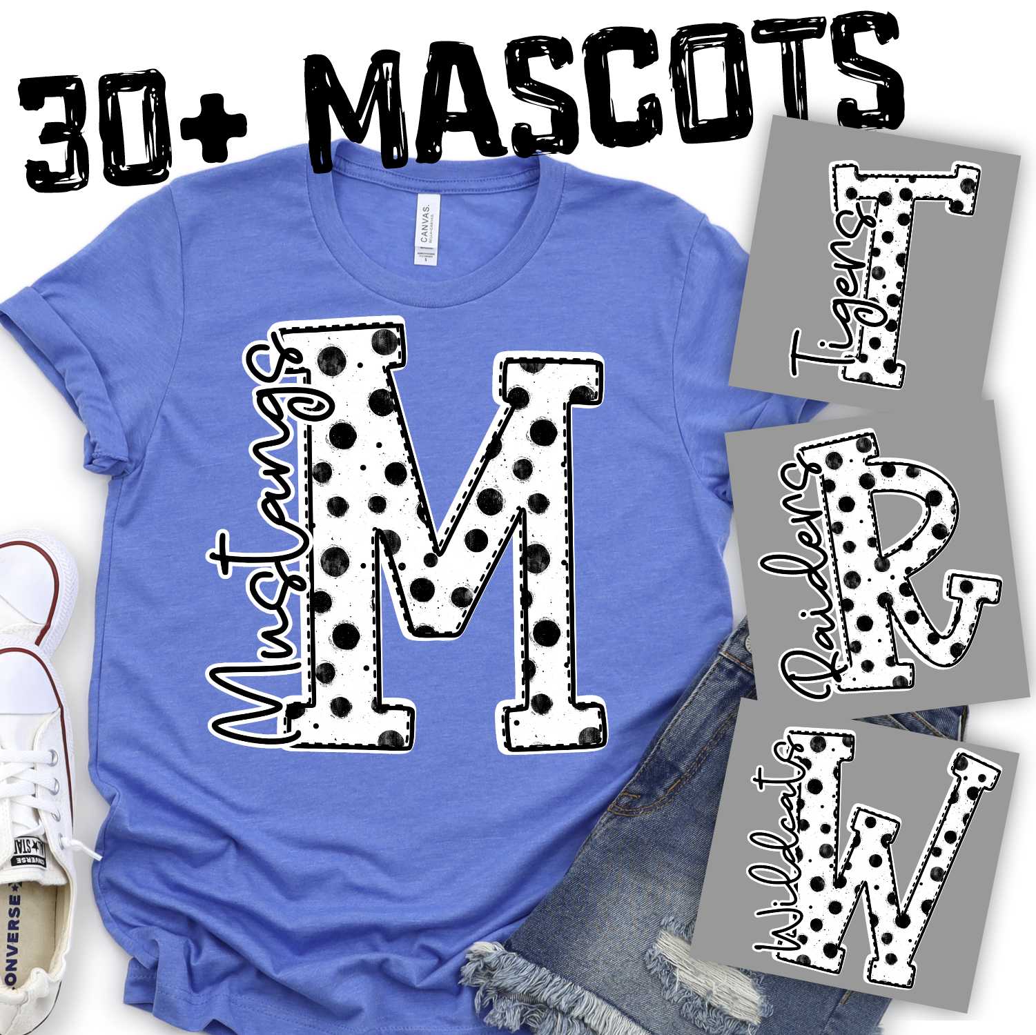 Polka dot initial mascots *DTF* Transfer