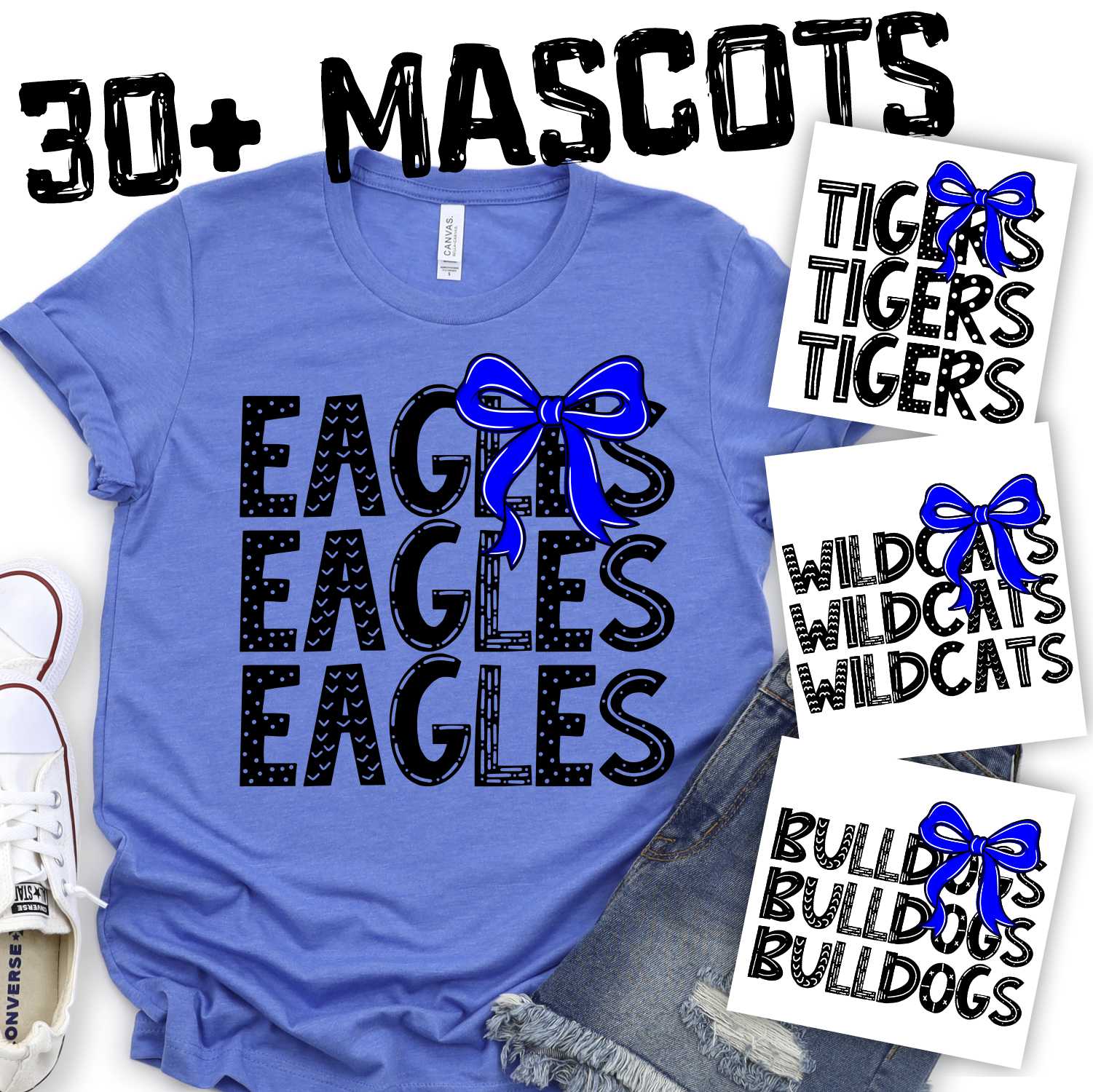 Funky stacked MASCOT with TEAM COLOR bow *DTF* Transfer