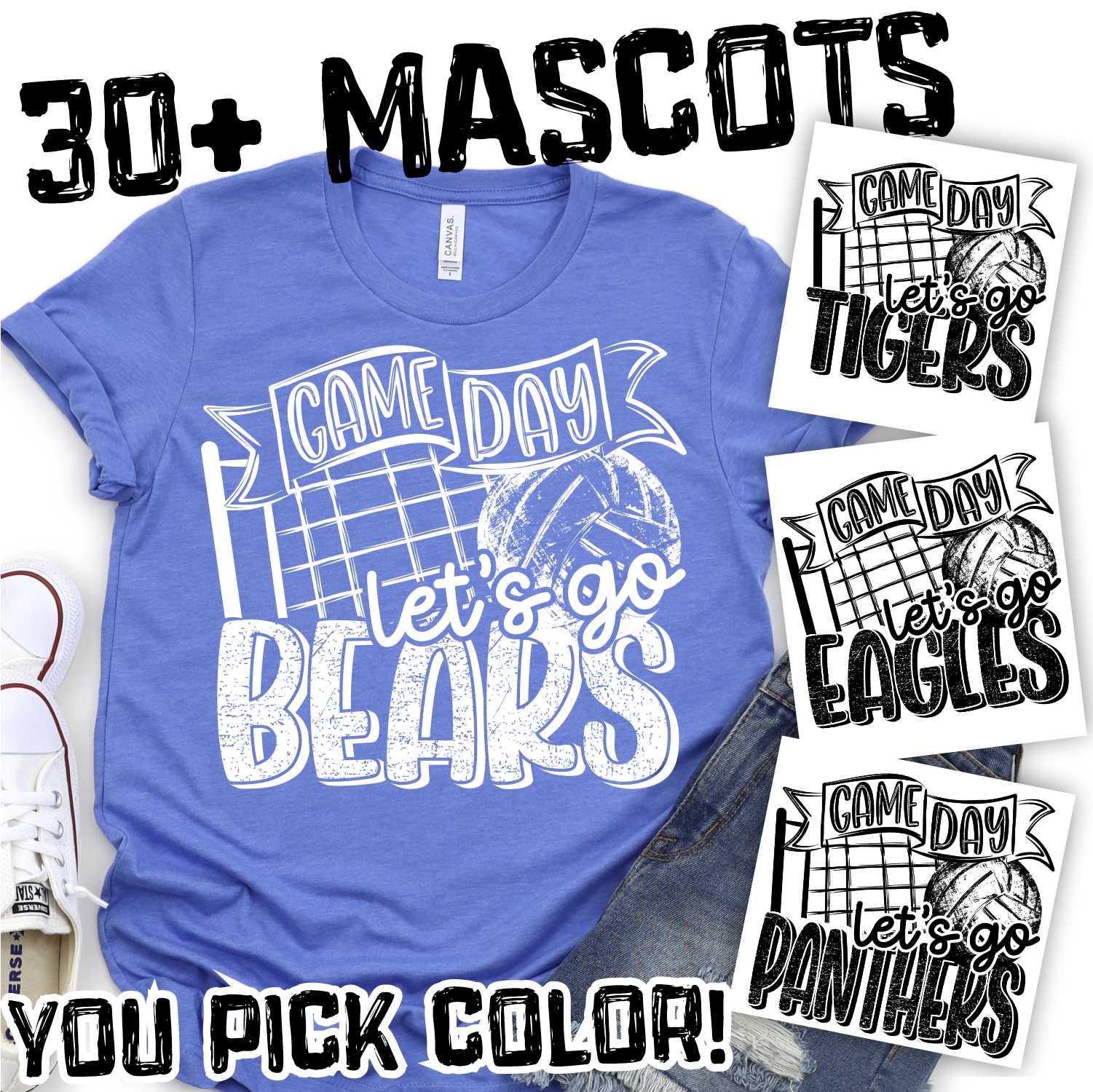 Let's go Mascot volleyball net & ball *DTF* Transfer