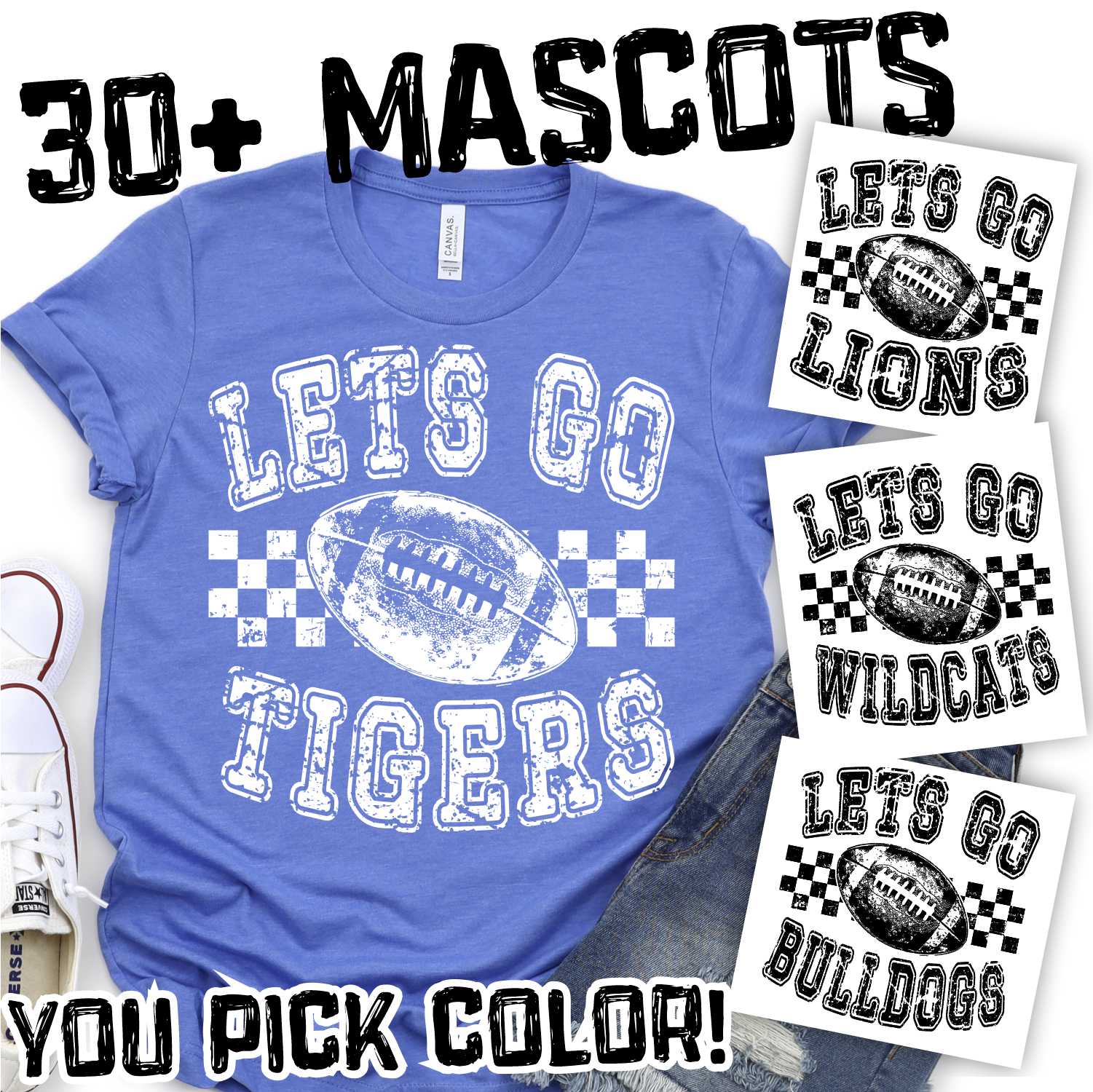 Lets go football Mascot on checks *DTF* Transfer