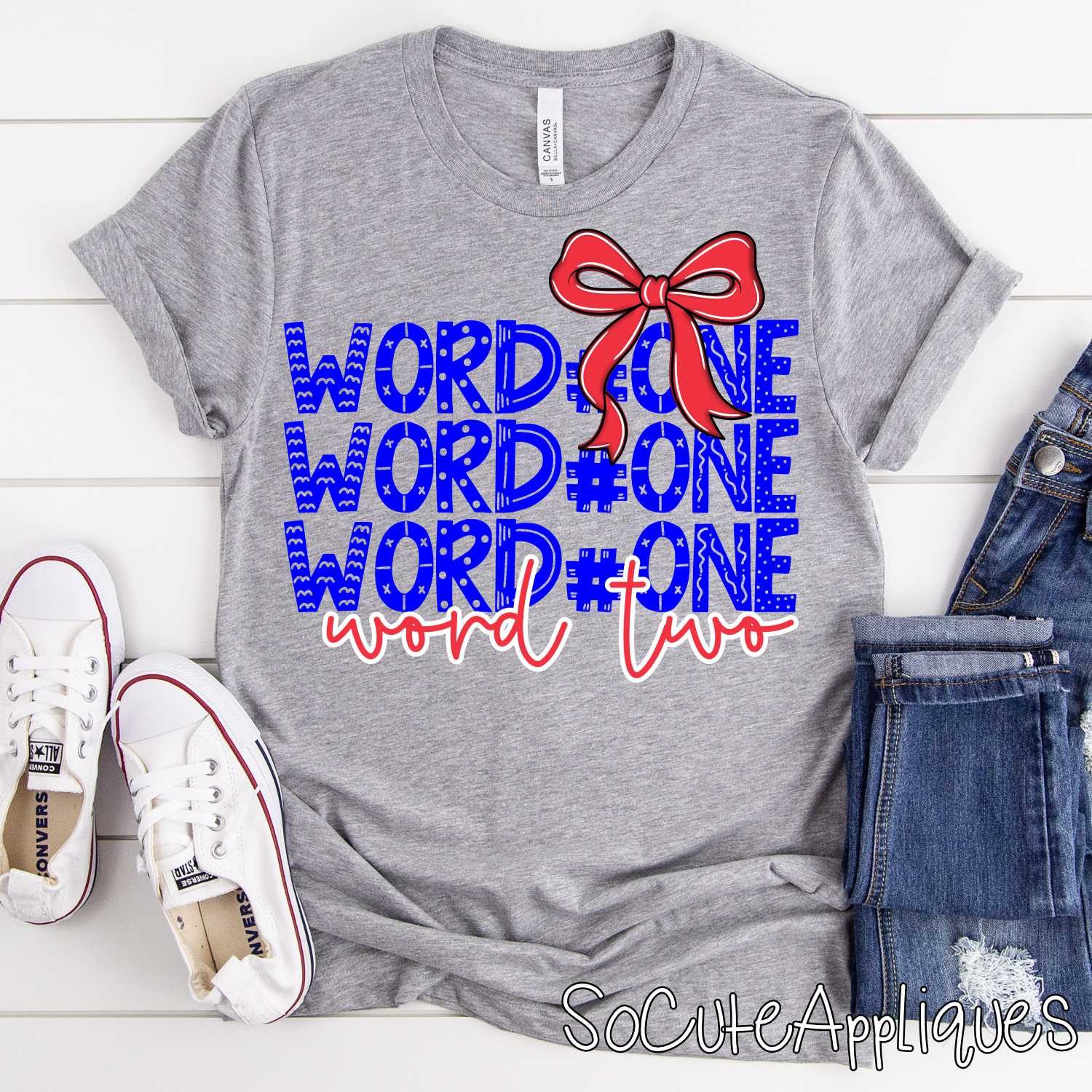 CUSTOM Funky stacked MASCOT with TEAM COLOR bow *DTF* Transfer - Image 3
