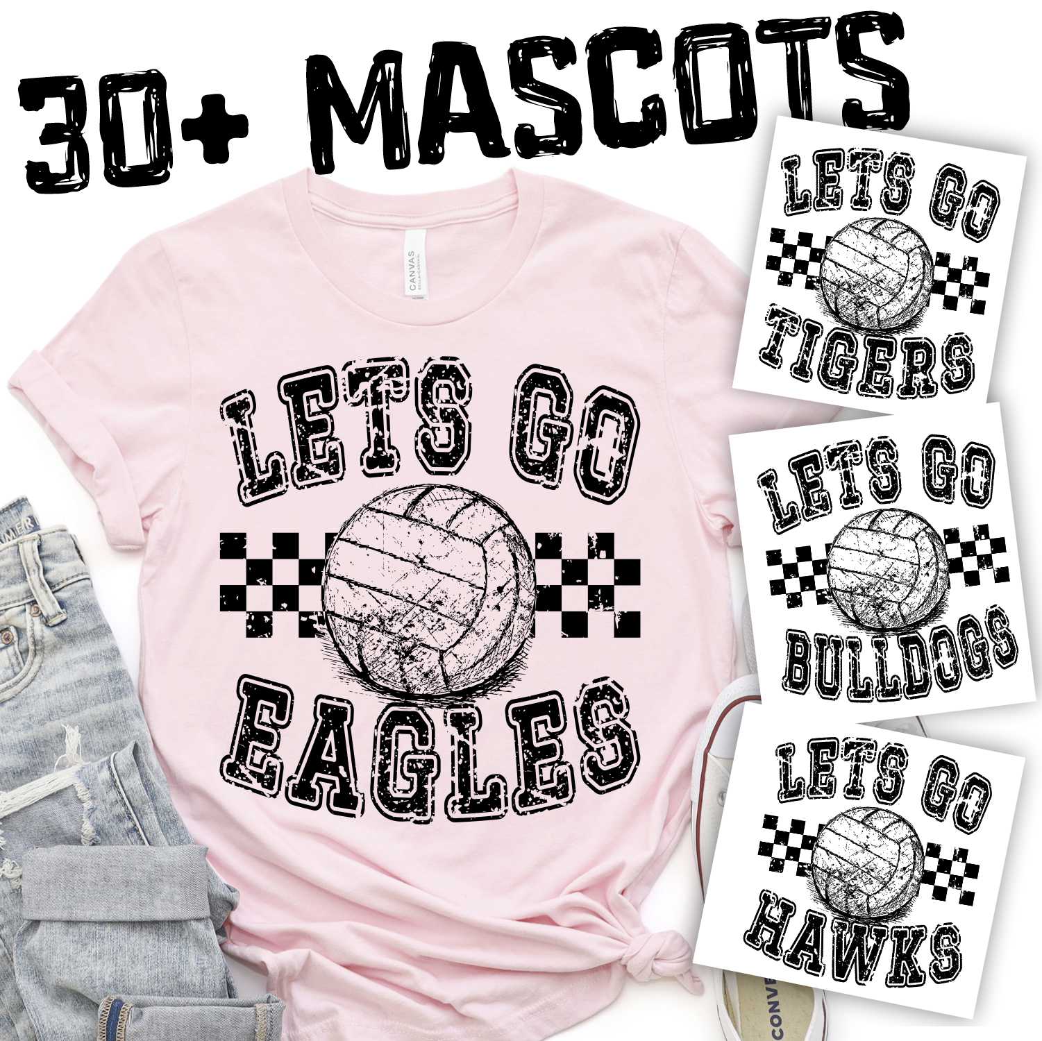 Lets go volleyball Mascot on checks *DTF* Transfer