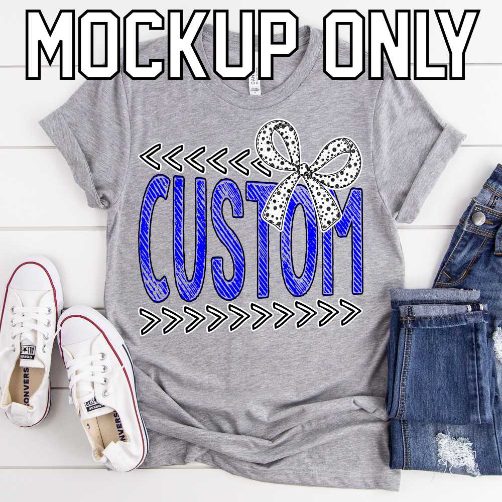 MOCKUP mascot between hashes polka do bow *MOCKUP*
