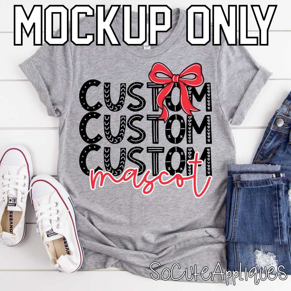 MOCKUP CUSTOM Funky stacked MASCOT with TEAM COLOR bow *MOCKUP*