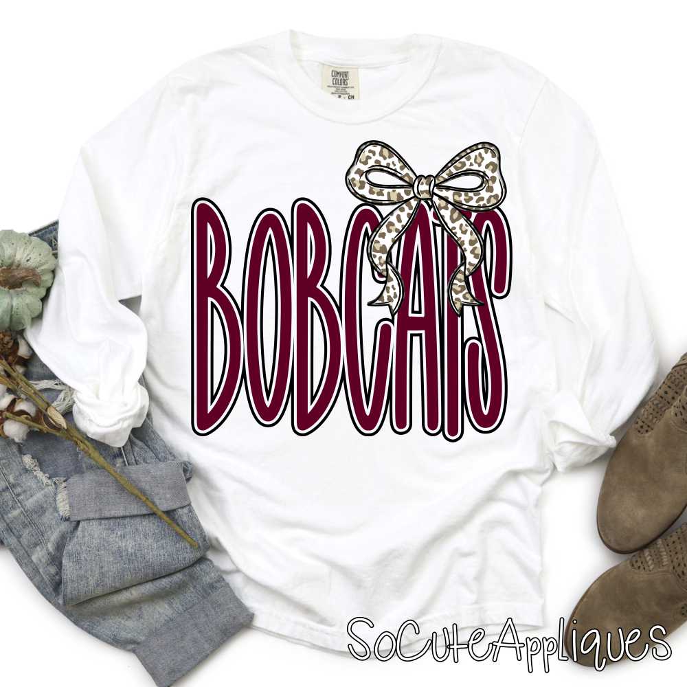 Outlined Mascot with LEOPARD bow *DTF* Transfer - Image 4
