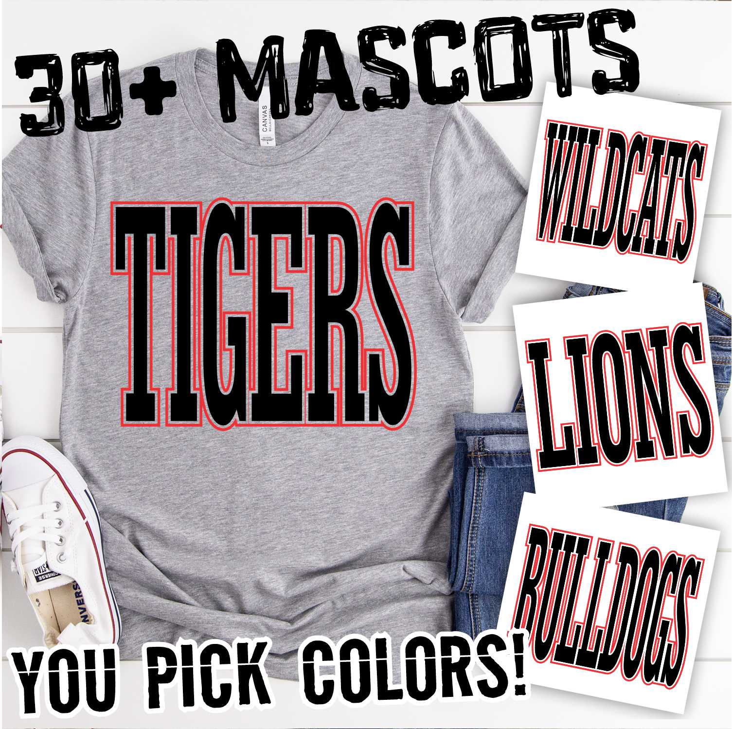 Big OUTLINED block 2-Color Mascot *DTF* Transfer