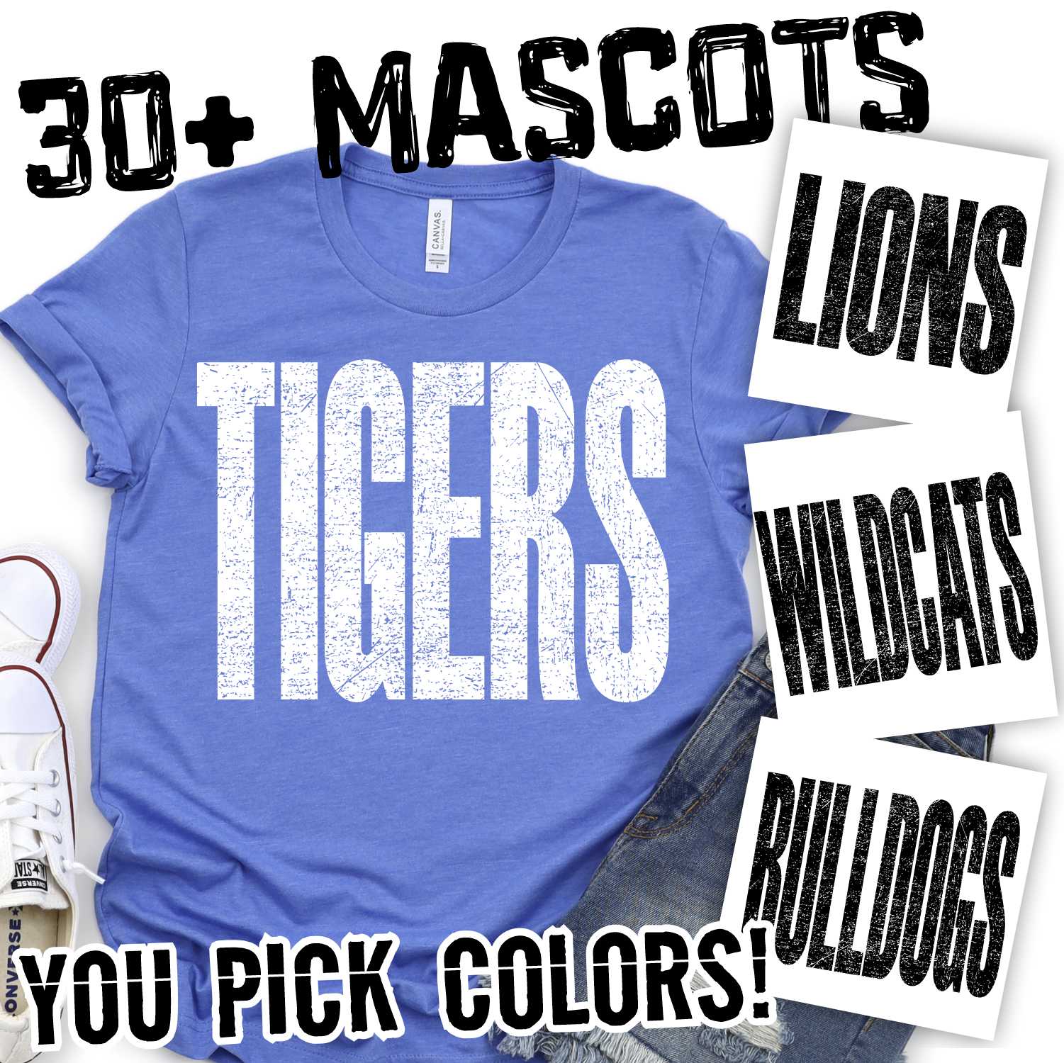 Big SIMPLE block distressed Mascot *DTF* Transfer