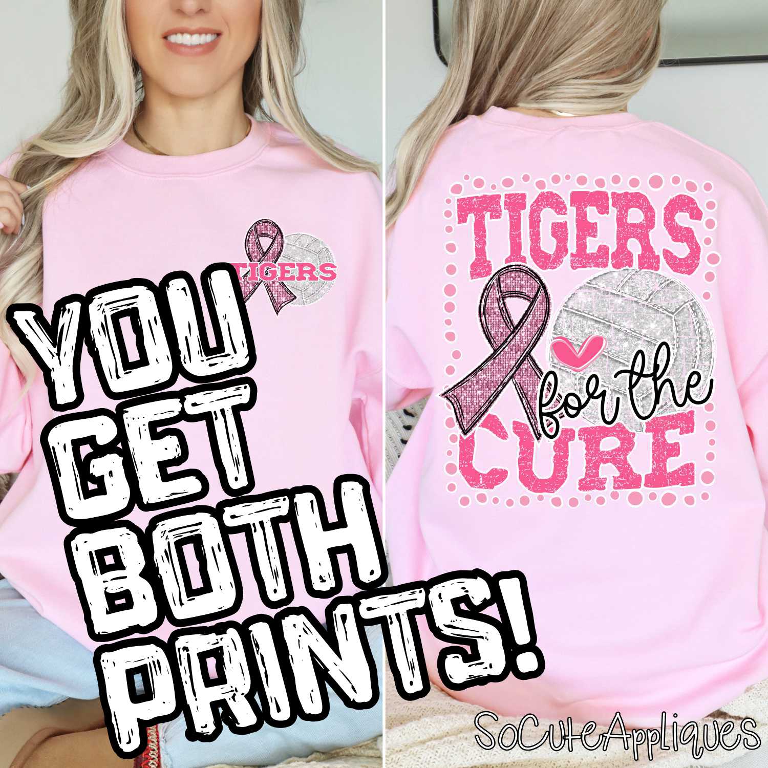 Mascot for the cure volleyball BACK & POCKET *DTF* Transfers - Image 2
