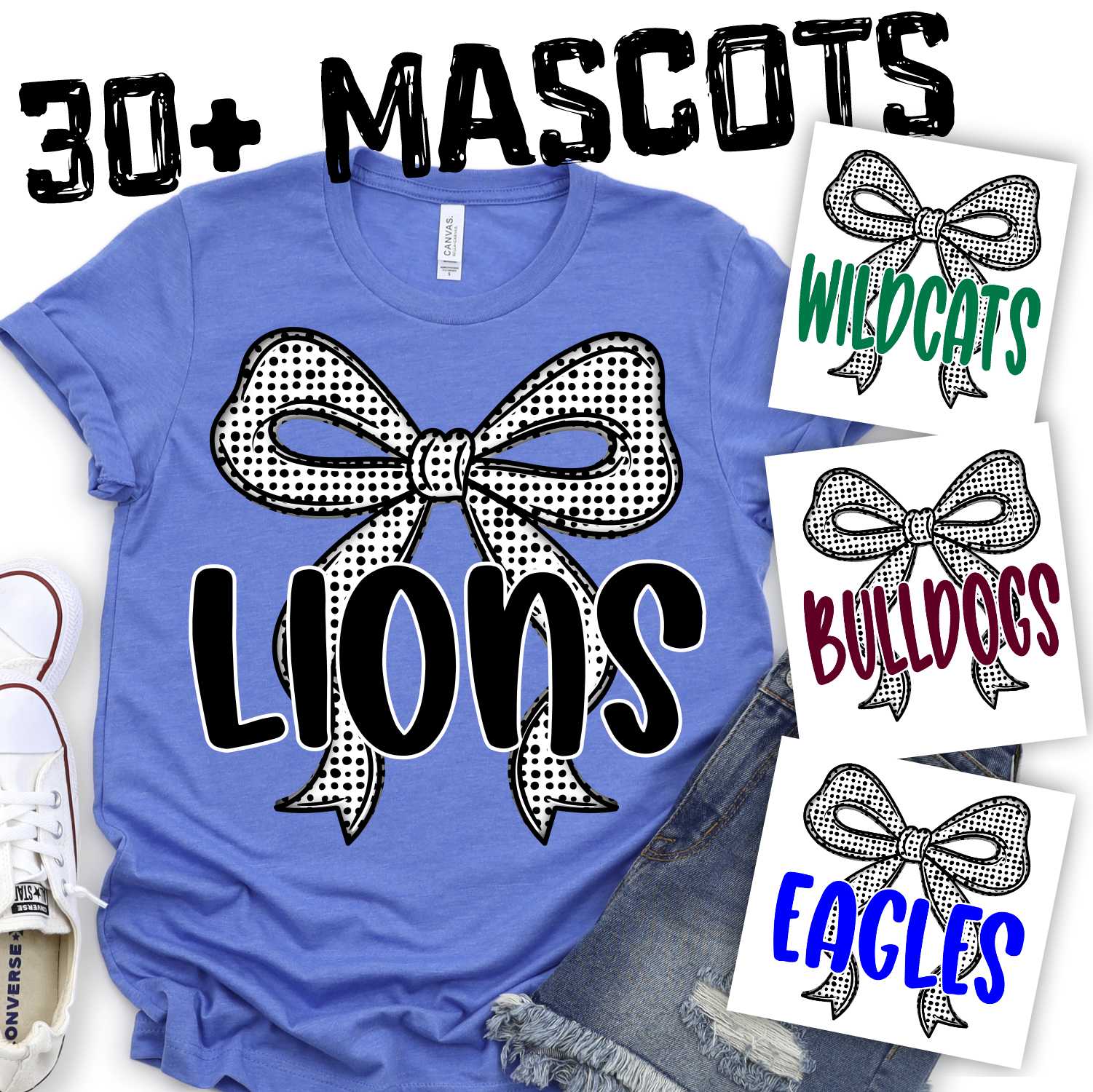 Mascot on micro dot bow *DTF* Transfer
