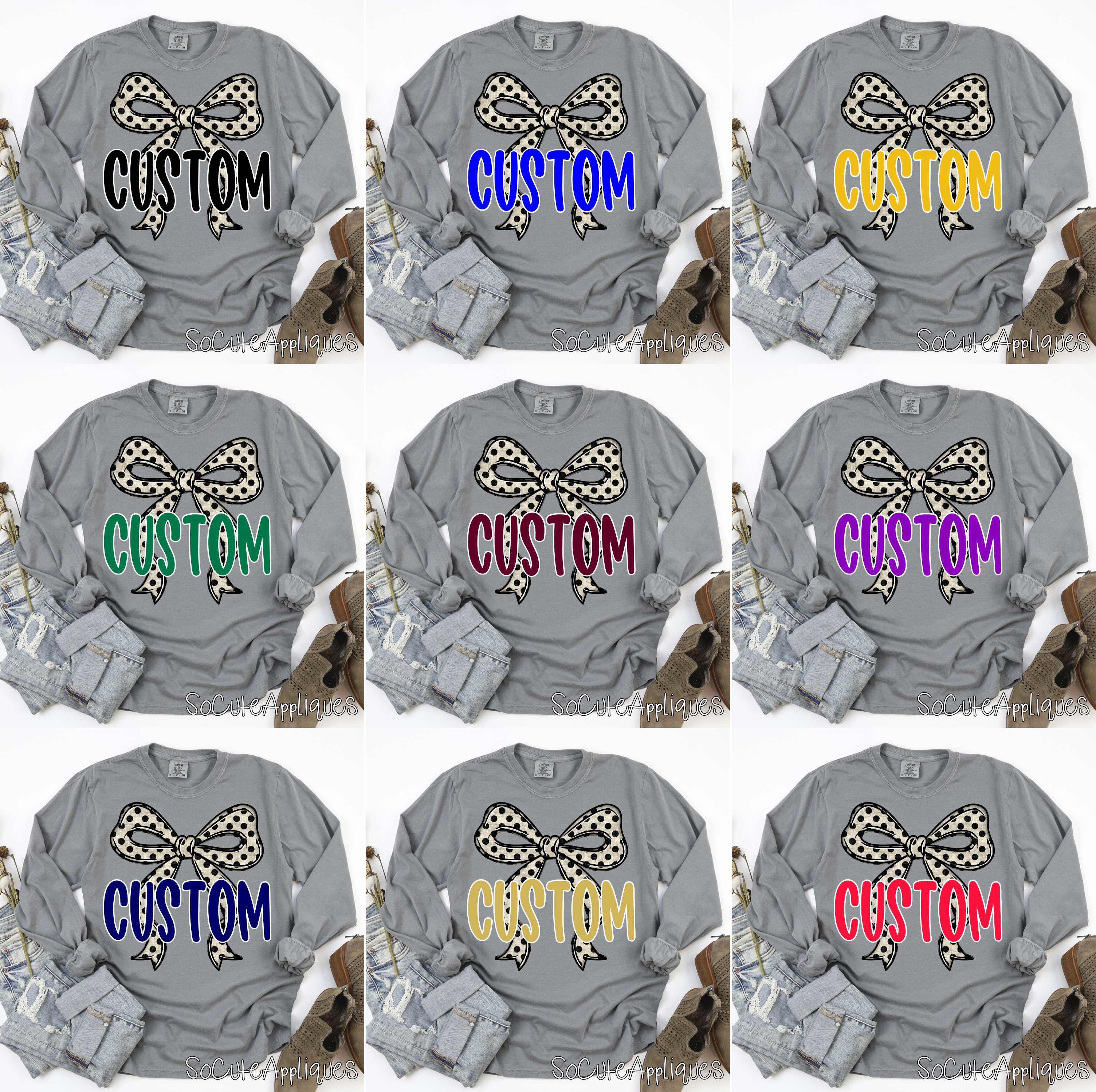 Mascot on Linen dot bow *DTF* Transfer - Image 2