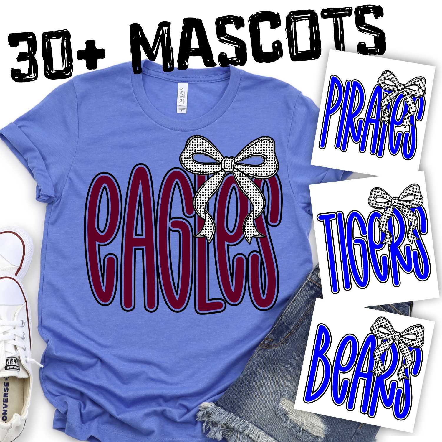 Outlined Mascot with micro dot bow *DTF* Transfer