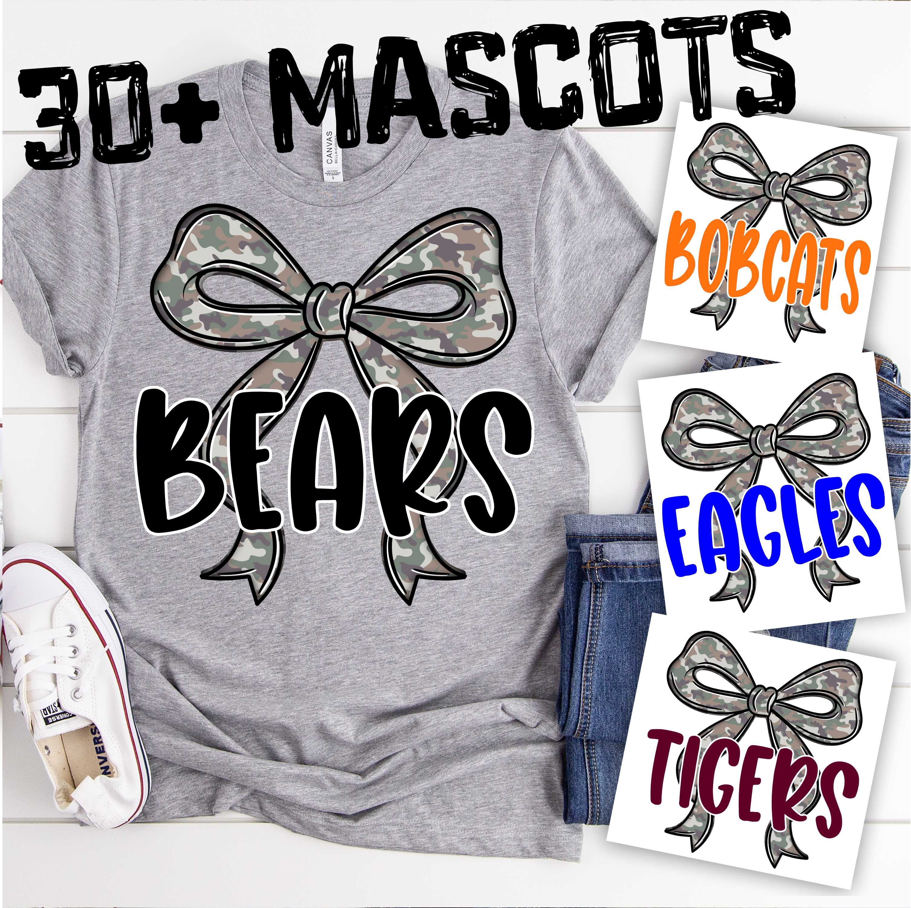 Mascot on camo bow *DTF* Transfer