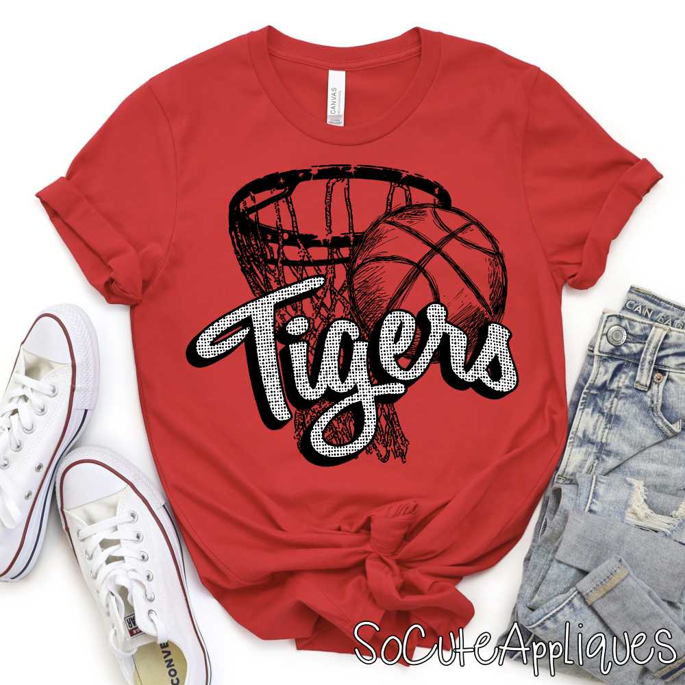 Basketball polka dot Mascot arched on net *DTF* Transfer - Image 2