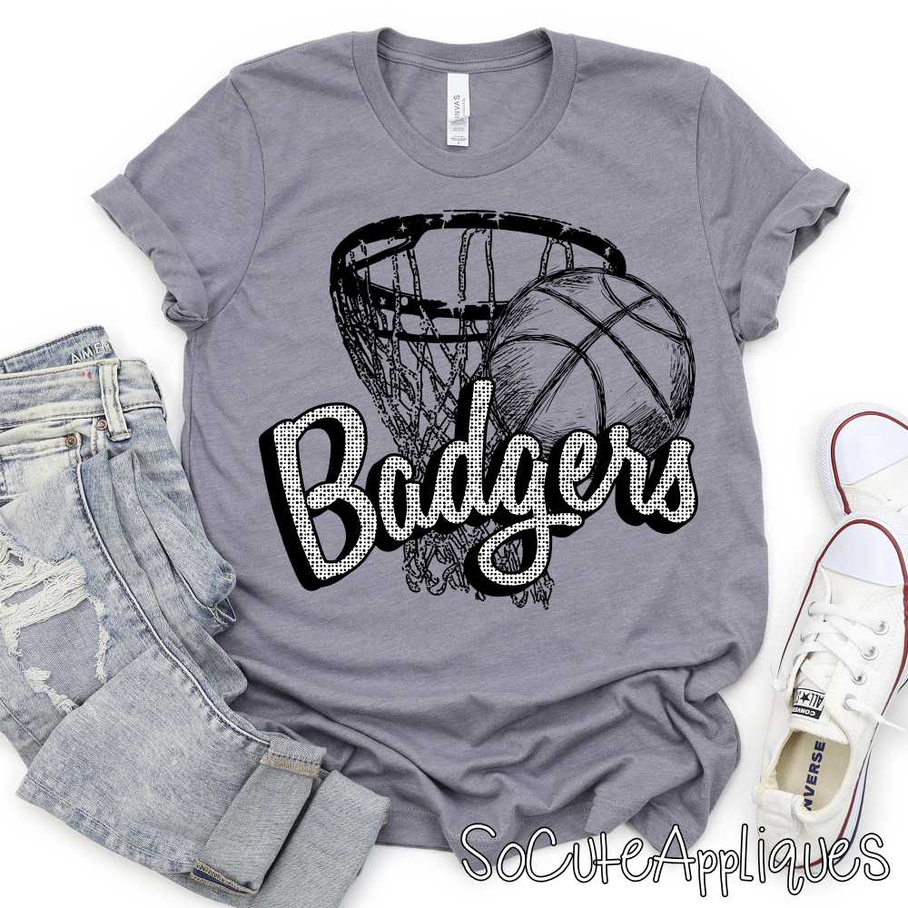 Basketball polka dot Mascot arched on net *DTF* Transfer - Image 7