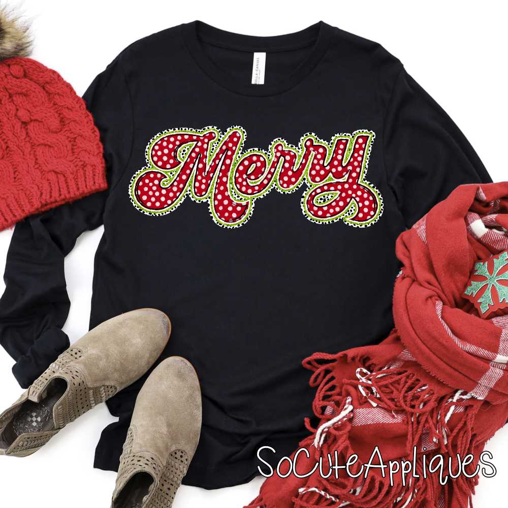 Merry script red dot 2025 *DTF* Transfer
