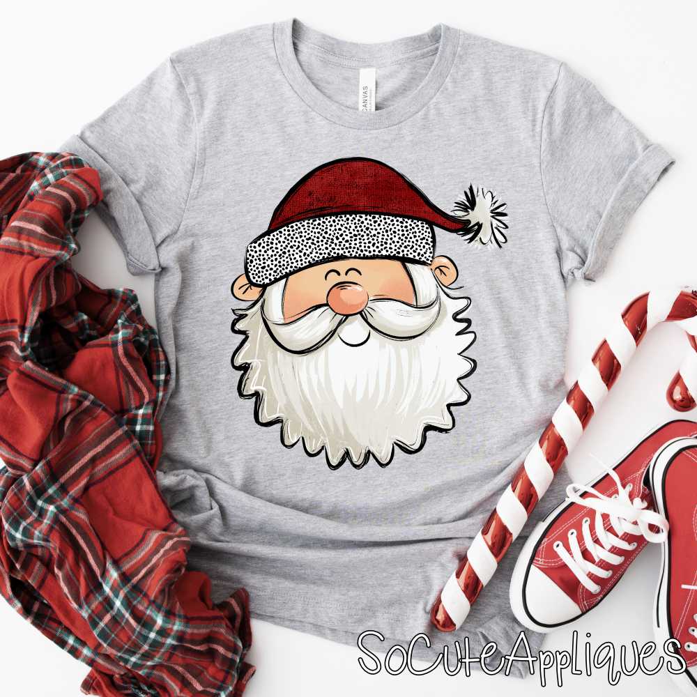 Santa red hat dot trim simple beard *DTF* Transfer