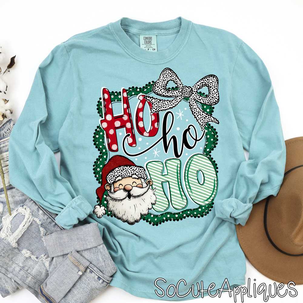 Ho ho ho santa frame green dots *DTF* Transfer*