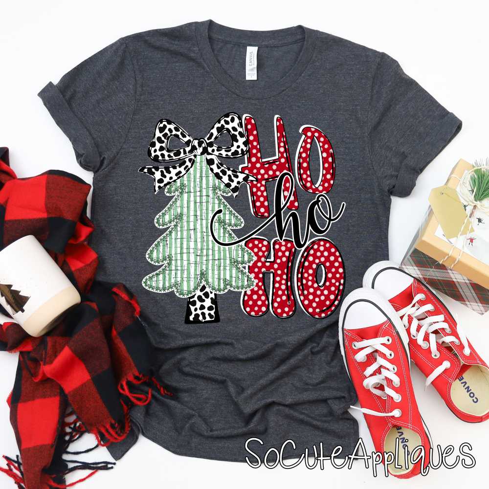 Green stripe tree Ho ho ho cow red dot *DTF* Transfer*