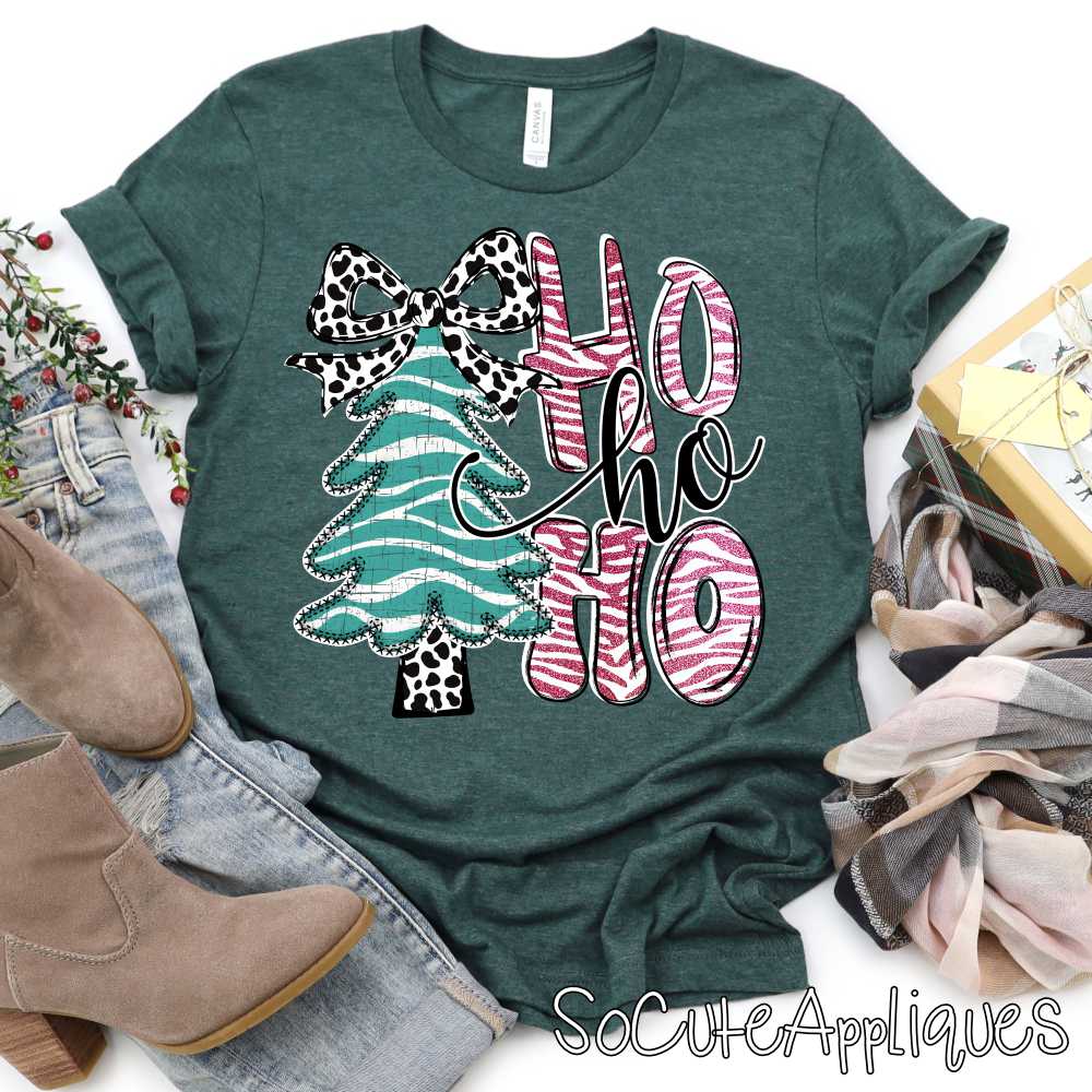 teal stripe tree Ho ho ho cow pink stripe *DTF* Transfer*