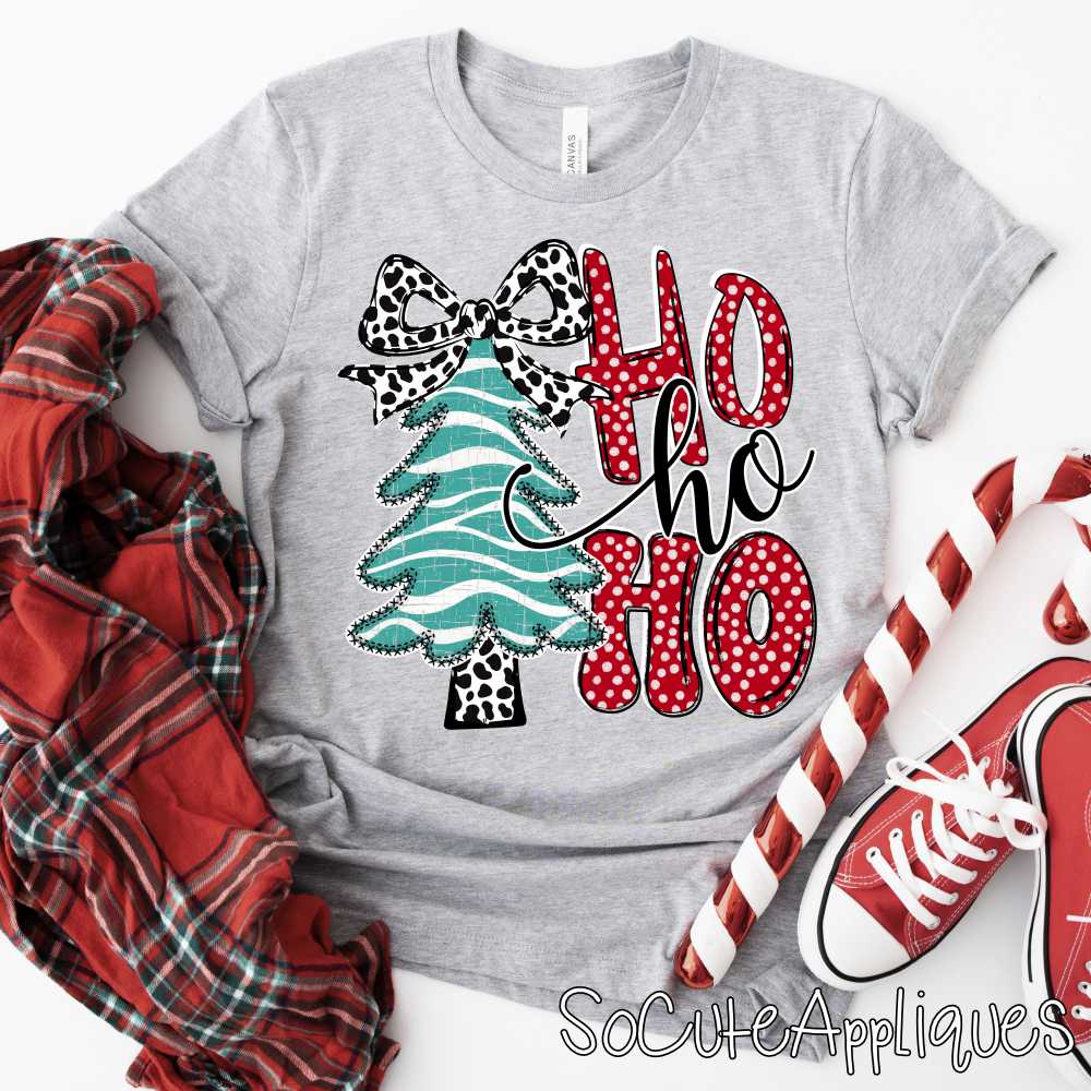 teal stripe tree Ho ho ho cow red dot *DTF* Transfer*