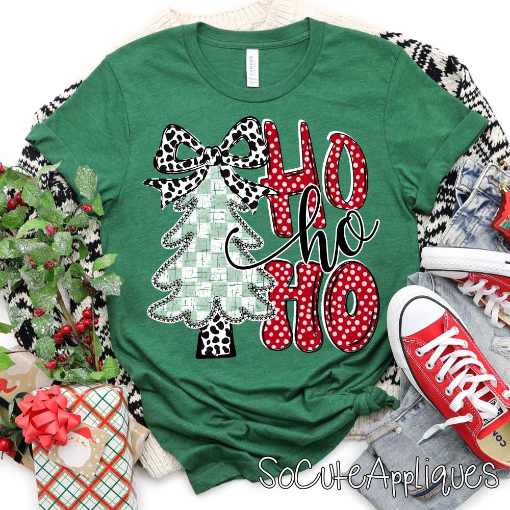 Mint check tree Ho ho ho cow red dot *DTF* Transfer*
