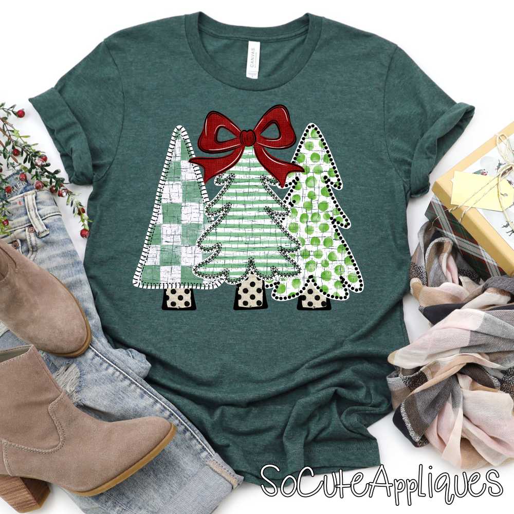 Tree trio check stripe dot *DTF* Transfer*